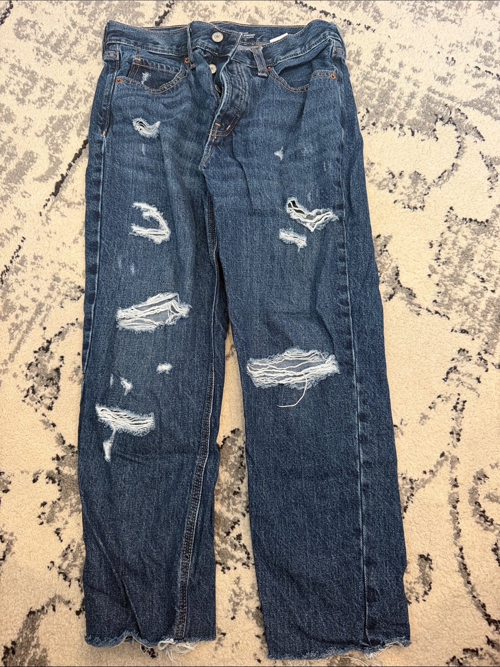 Old Navy Dark Blue Distressed Boyfriend Jeans